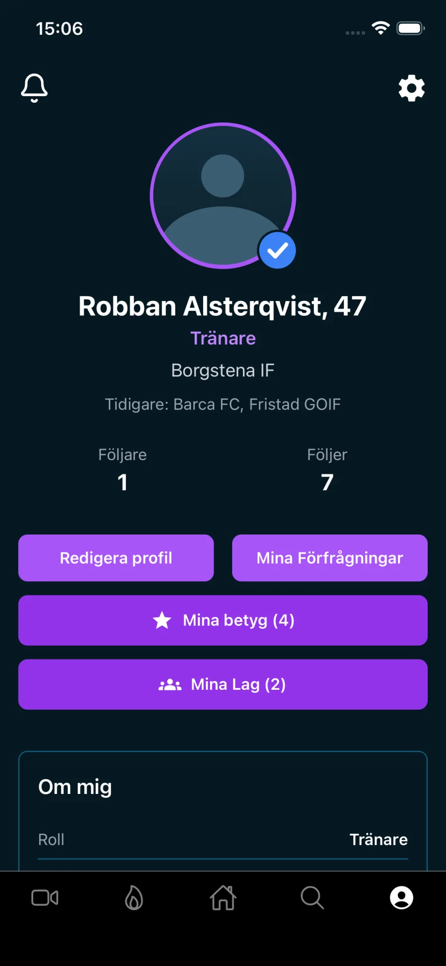Tränarens vy i Breakout-appen